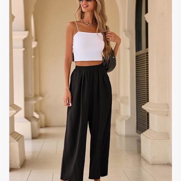 Linen Capri Pants | Cropped Wide Leg Summer Trousers with Pockets - Picture 7 of 8
